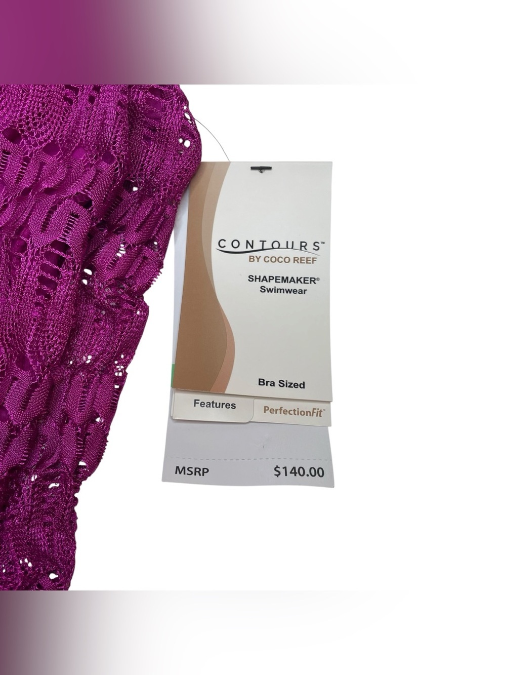Contours by Coco Reef Amaris Lace One Piece Swimsuit Magenta Size 10 / 34C/D New - Picture 4 of 8